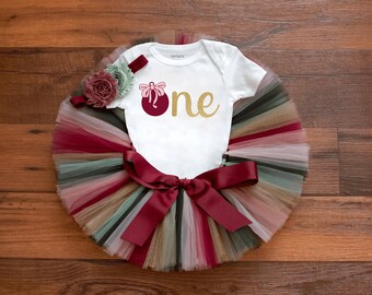Most Onederful Time of the Year Christmas birthday outfit girl "Cranberry Gold"