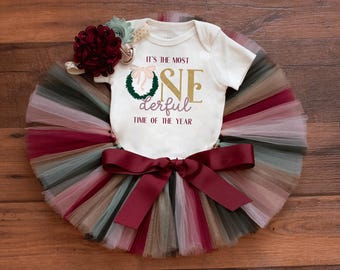 Most onderful time of the year Christmas birthday outfit 'Cranberry Gold'