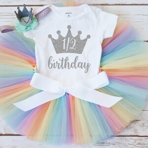 Pastel Rainbow Half Birthday Outfit for Girls, Baby Girl 6 Month Tutu Set, 1/2 Birthday Halfway to One Outfit, Milestone Photos