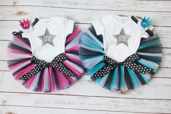 Filles Jumelles Premier Anniversaire Fille De Tenue Etsy