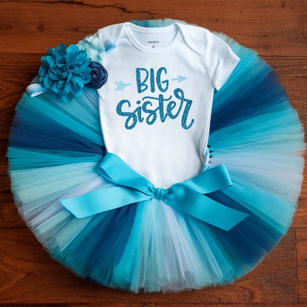 Blue big sister outfit "Skye" big sister outfit toddler girl big sister announcement big sister gift gender reveal outfit, brother reveal