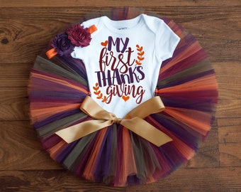 Baby Girl Thanksgiving Outfit "Autumn" My First Thanksgiving - Fall tutu