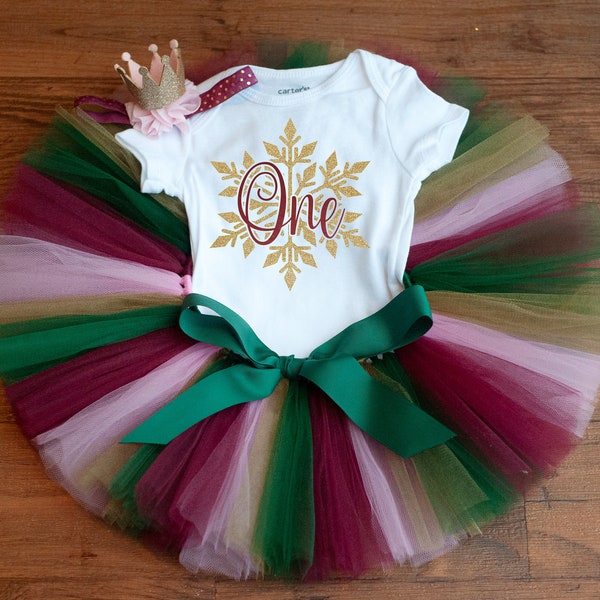 Christmas first birthday outfit girl "Madeleine" winter onederland outfit, cake smash, snowflake birthday girl winter, Christmas tutu set