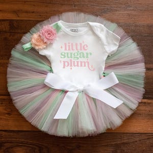 Little sugar plum fairy first birthday outfit girl, pastel nutcracker first birthday outfit girl, sugar plum cake smash tutu set