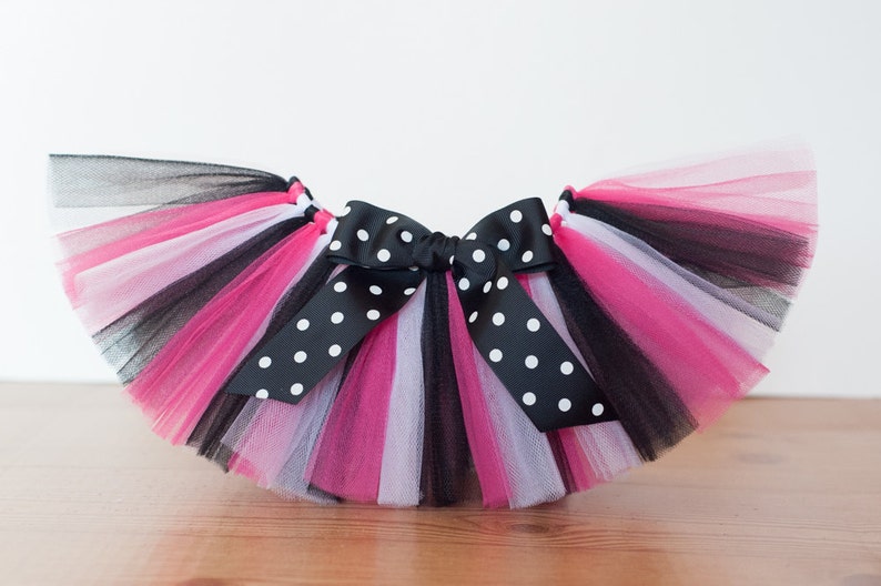 Pink and black tutu 'Kelsey' pink black tutu Newborn tutu baby tutu photo prop birthday tutu 3 months 6 months 9 months 12 months 18 months image 1