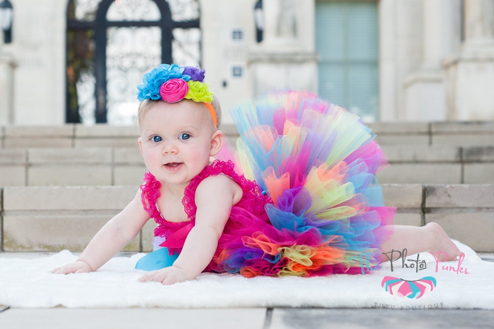 Rainbow First Birthday Tutu Outfit "Teresa'