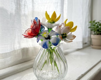 Birth Month Glass Flower Stem for Personalized Mini Bouquet, Gift for Her