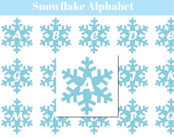 Snowflake Alphabet svg, dxf, png, Holiday svg, Winter svg