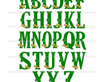 SVG - St Patricks Clover Alphabet svg - Alphabet svg set - Clover Alphabet svg - Irish Alphabet svg - St Patricks Day Monogram Alphabet svg