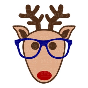 Nerdy Reindeer SVG: Christmas Rudolph Clipart (Digital Download)