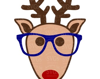 SVG - Nerdy Reindeer - DXF - EPS - Reindeer - Christmas - Rudolph - Santa - Holiday - Christmas Tshirt Design - Christmas Character - Nerd