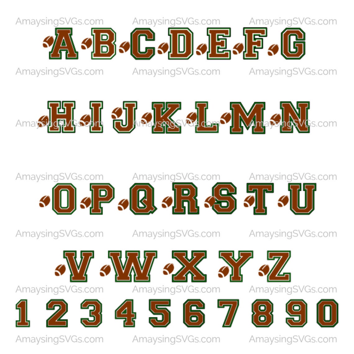 Football Alphabet svg Football svg Clipart svg Birthday Banner | Etsy