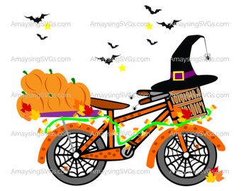 Halloween Bike svg Halloween svg Witch bike svg Fall svg Fall leaves svg Candy corn svg pumpkins svg Halloween pumpkins svg Fall decor svg