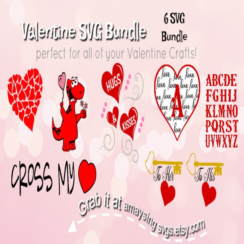 Download Valentine SVG Bundle Cross My Heart svg Hearts Heart svg Key | Etsy