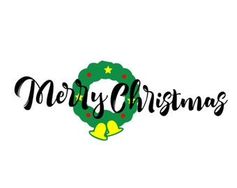 SVG - Merry Christmas Wreath - DXF - Holiday - Christmas Decor - Christmas Wreath - Wreath - Holiday Decor - Christmas SVG - Holly Wreath