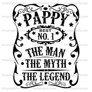 Pappy Hombre Mito Leyenda svg Día del Padre svg Hombre Mito Leyenda svg Abuelo svg Abuelo svg Pappy camiseta svg Pappy Padres Día svg