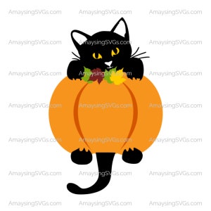 Dynia Black Cat SVG: Dekoracja na Halloween (pobranie cyfrowe)