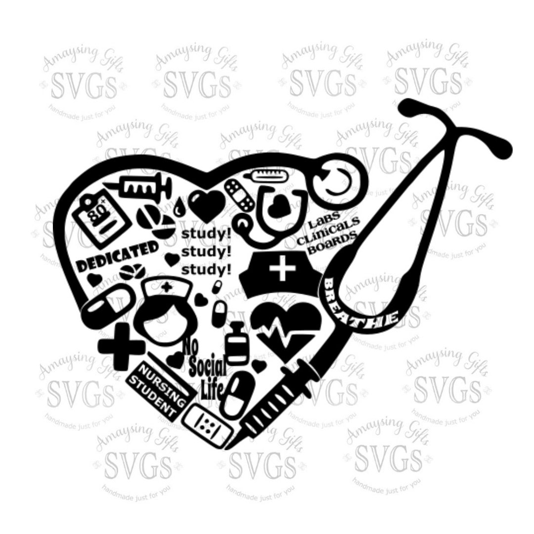 SVG Nursing Student Collage Nurse LPN RN Nursing Etsy