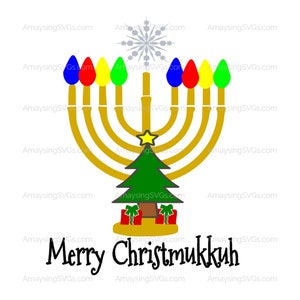 Merry Christmukkah svg - Menorah Christmas Tree svg - Hanukkah svg - Christmas svg - Blended family - Celebrate both - Jewish Christian