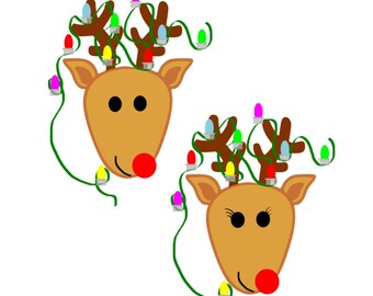 SVG - Tangled in the Lights Reindeer - Reindeer - Tangled - Christmas - Christmas Lights - Reindeer Tshirt Design - Christmas Card Design