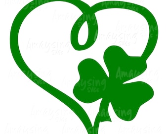 Clover Heart svg, Shamrock heart svg, St Patricks Day svg, Irish heart, svg, dxf, png