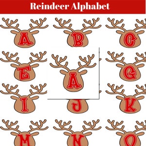 Christmas Reindeer Alphabet SVG, DXF, PNG Digital Download
