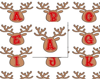 Christmas Reindeer Alphabet svg, Reindeer Alphabet dxf