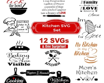 SVG - Kitchen SVG Bundle - 12 SVGs - Food svg - Kitchen svg - Home decor svg - Kitchen towel svg - Pallet sign svg - mom svg - grandma svg