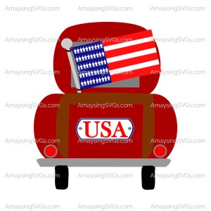 Patriotic Truck with American Flag SVG: 4th of July Design (Digital Download)