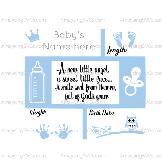 new little angel birth stats svg baby birth stats svg new baby etsy