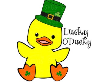 SVG - Lucky ODucky - St Patricks Day SVG - 4  Leaf Clover - child tshirt svg - Duck svg - Chick svg - Clover - Onesie SVG