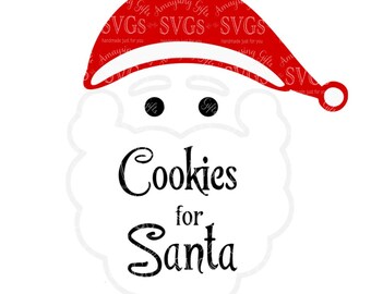 SVG - Cookies for Santa - Santa - Cookie Plate Design - Santa Cookie Plate - Christmas - Santa Claus - Holiday Gift Design - DXF - EPS