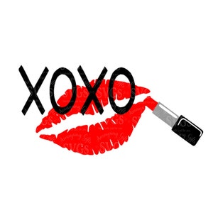 SVG - XOXO Kiss Lipstick - DXF - Valentine - Valentine Tshirt Design - Kiss Lips - Lipstick - Rode Valentijn - Womens Tshirt Design