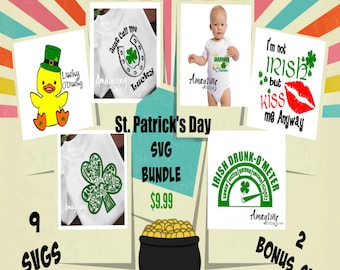 St Patricks Day SVG Bundle - 9 SVG Set - Lucky - Drunk - Irish - Buy Me a Shot - Lucky Ducky - Tshirt SVG - Pallet Sign svg - Card svg