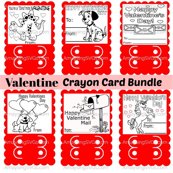 Download Valentine Crayon Card Svg Bundle Valentine School Handouts Etsy