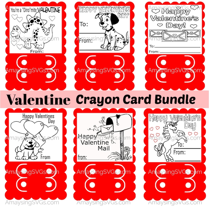 Download Valentine Crayon Card svg Bundle Valentine School handouts | Etsy