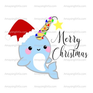 Narwhal Merry Christmas svg Christmas Narwhal svg Narwhal svg Kawaii Narwhal svg Unicorn Fish svg Christmas Unicorn svg