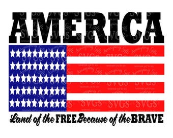 SVG AMERICA Land of the Free because of the Brave Patriotic svg Veterans Day svg American Flag svg Garden Flag svg 4th of July svg