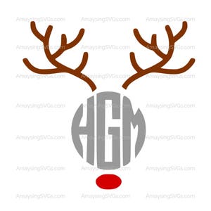 SVG - rendieren ronde Monogram - Kerstmis SVG - kerstshirt svg - Kerstmis decal svg - Kerstmis monogram svg - rendieren geweien svg