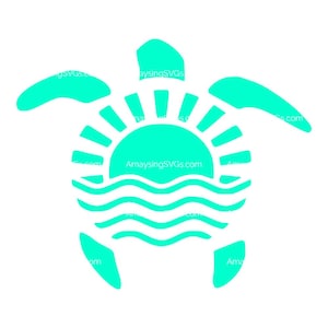 Sea Turtle SVG: Sun, Wave, Summer Beach Design (Digital Download)