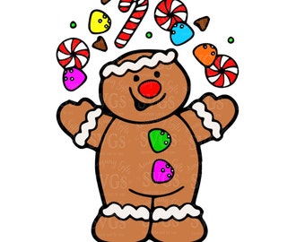 SVG - Gingerbread with Candy - Gingerbread Man - Christmas - Holiday - Candy - Christmas Art - Candy Cane - DXF - EPS - Candy land