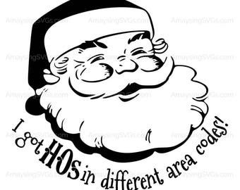 SVG - Santa I got Hos in different area codes - Santa svg - Christmas svg - Tshirt svg - Christmas tshirt svg - Funny tshirt svg