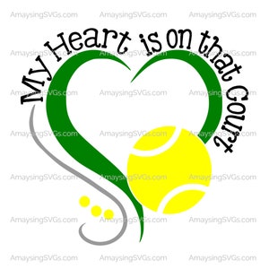 Mijn hart is op dat veld Tennis SVG, Tennis Mom SVG, Tennisspeler SVG, Tennis SVG, Tennis tshirt SVG, Tennis ouder SVG, Tennis hart