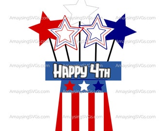 Happy 4th svg 4th of July svg Patriotic svg Tall Hat svg Stars and Stripes svg Independence day svg Patriotic tshirt svg Red White Blue svg