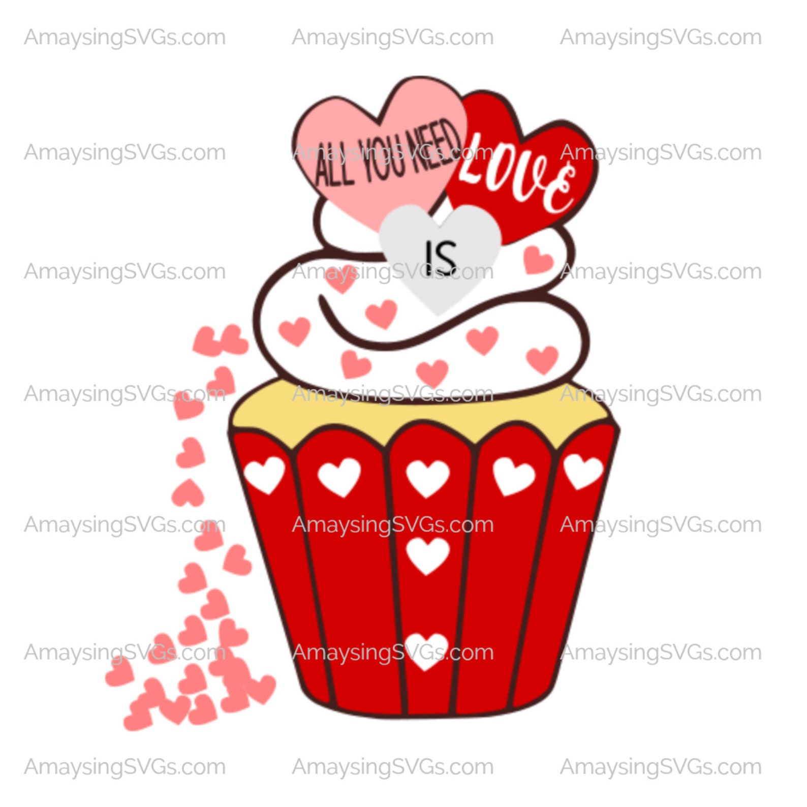 All You Need is Love Cupcake Svg Valentine Cupcake Svg Etsy