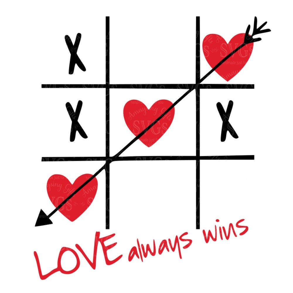 Love Always Wins SVG-Valentine's SVG-Tic Tac Toe SVG - So Fontsy