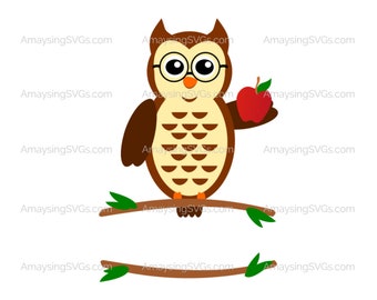 Owl Monogram svg Back to School svg Book Bag svg School tshirt svg Owl with Apple svg Owl with glasses svg Teacher gift svg Child gift svg