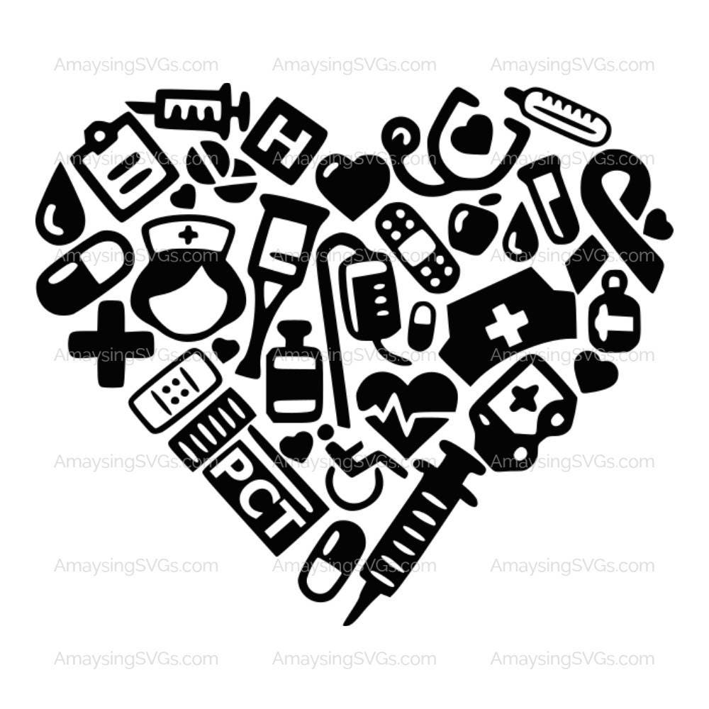 SVG PCT Medical Icon Heart Patient Care Technician Etsy