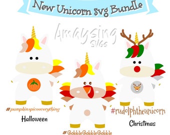 SVG - Unicorn SVG Bundle - Halloween Unicorn - Thanksgiving Unicorn - Christmas Unicorn - rudolph unicorn - turkey unicorn - pumpkin spice