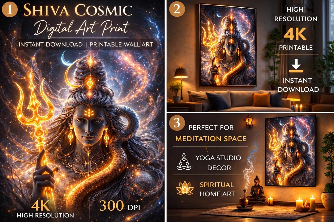Shiva Wall Art Printable, Lord Shiva Meditation Poster, Hindu God ...